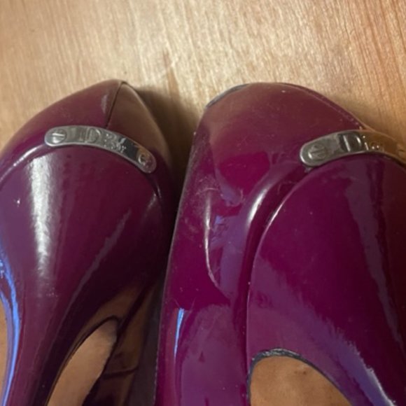 Christian Dior Peep Toe Pumps Patent Purple Leather Size 38 - Picture 4 of 5